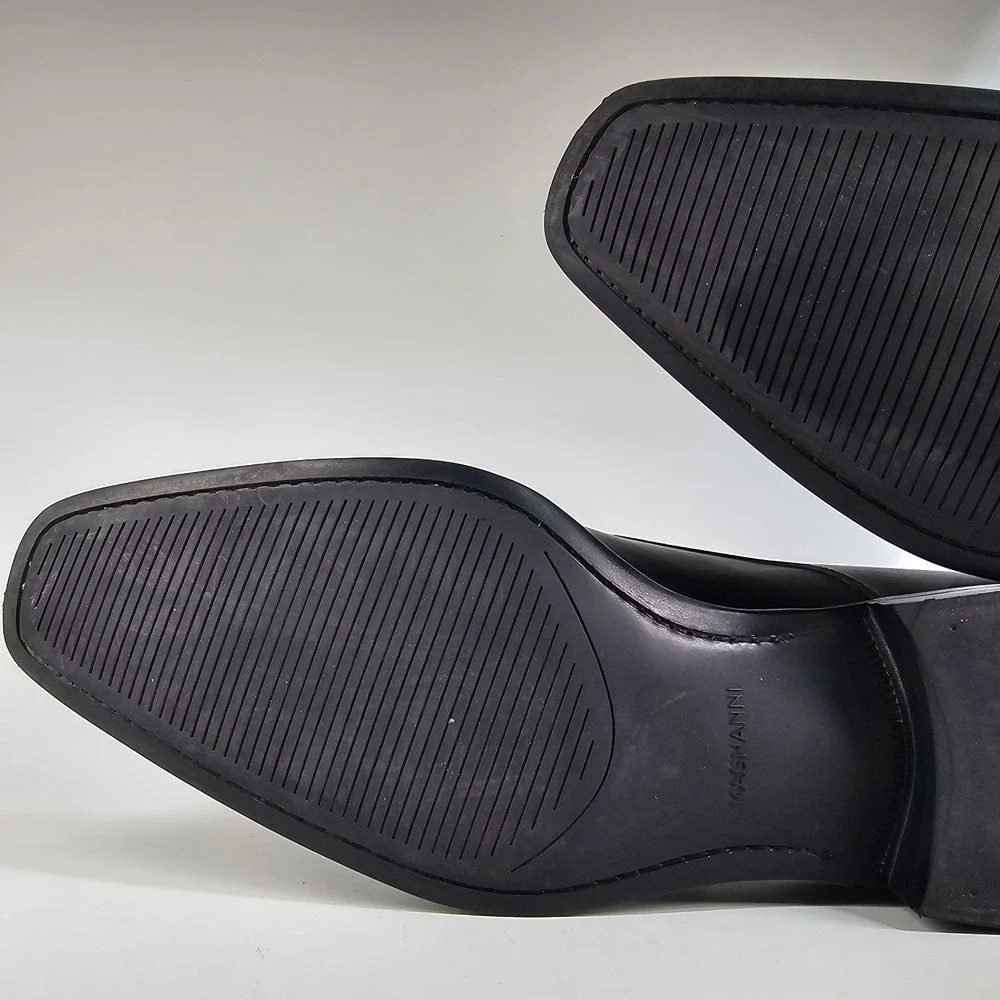 Magnanni Black Leather Single Monk Strap Loafers